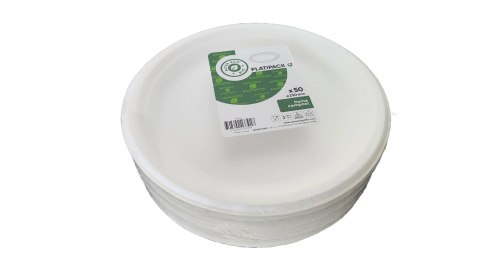 Talerz jednorazowy biały okrągły EKO pulpa z trzciny 230 talerze 23cm 50szt Talerz jednorazowy biały okrągły EKO pulpa z trzciny 230 talerze 23cm 50szt