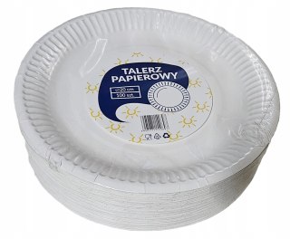 Talerz jednorazowy papierowy biały okrągły EKO talerze 20cm 100szt