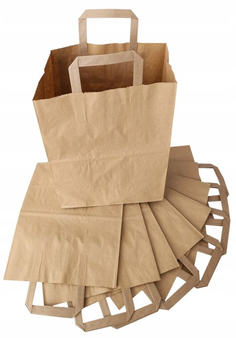 Torba papierowa 25x14x30 cm brązowa 250szt z uchem Torba papierowa 25x14x30 cm brązowa 250szt z uchem