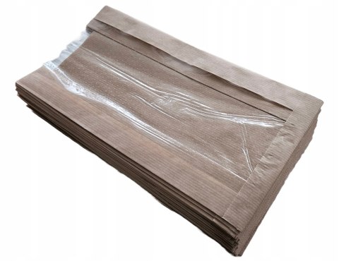 Torebki papierowe fałdowe z okienkiem 15×7x28 cm 1000szt brązowe na bułki Torebki papierowe fałdowe z okienkiem 15×7x28 cm 1000szt brązowe na bułki