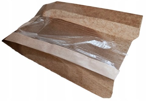 Torebki papierowe fałdowe z okienkiem 15×7x28 cm 1000szt brązowe na bułki Torebki papierowe fałdowe z okienkiem 15×7x28 cm 1000szt brązowe na bułki