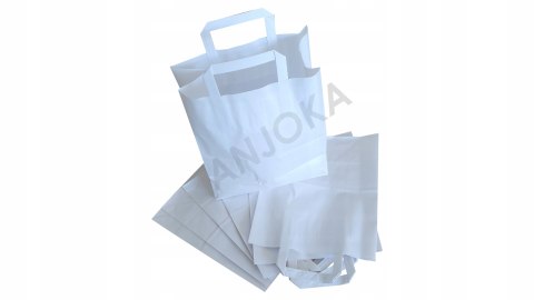 Torba papierowa 26x14x30 cm biała 50szt z uchem