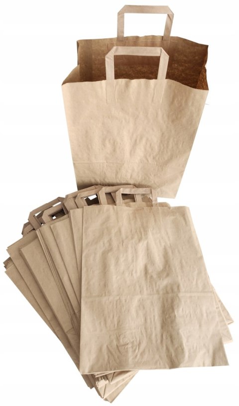 Torba papierowa 32x16x42 cm brązowa 50szt z uchem Torba papierowa 32x16x42 cm brązowa 50szt z uchem